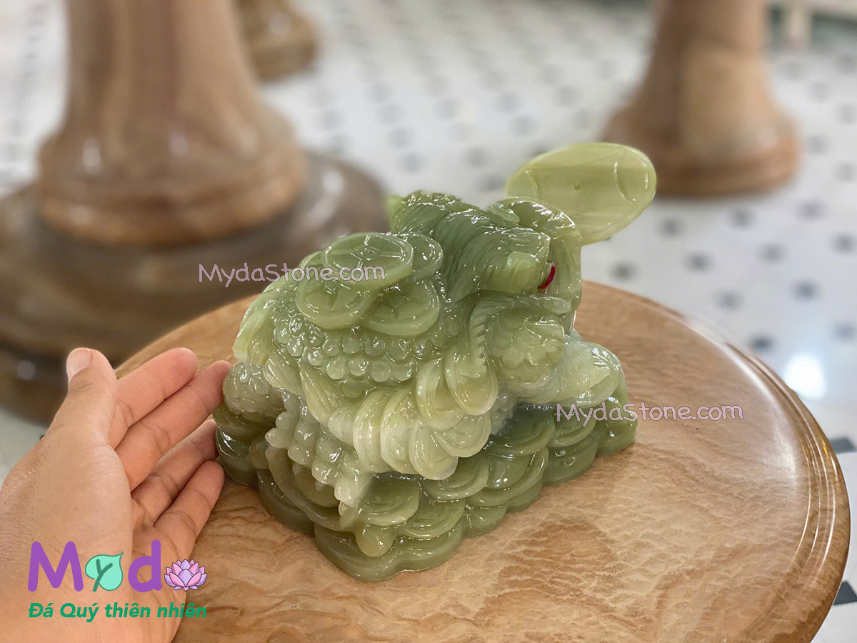 Tượng Cóc Thiềm Thừ đá Ngọc Xanh Pakistan