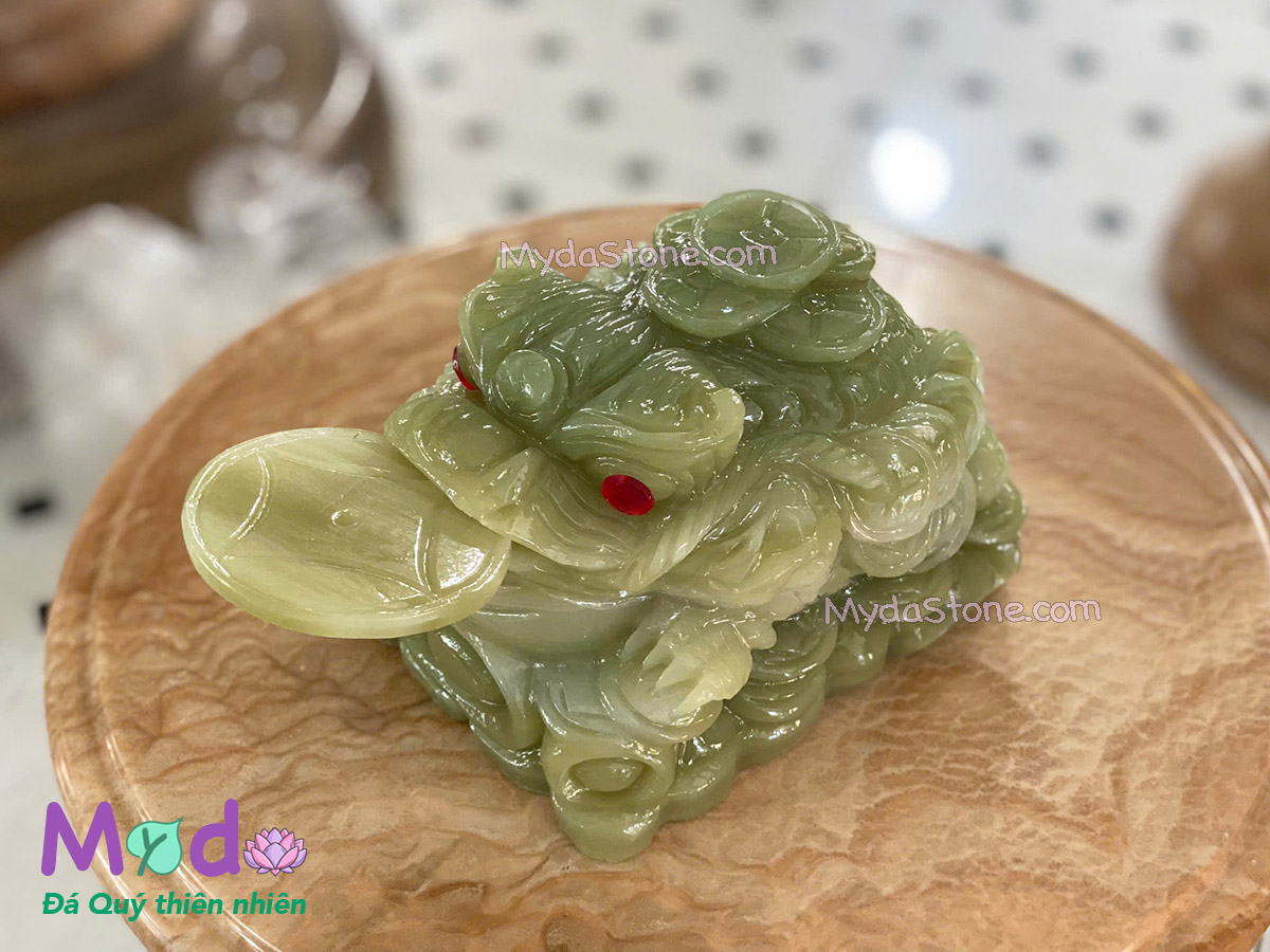 Tượng Cóc Thiềm Thừ đá Ngọc Xanh Pakistan