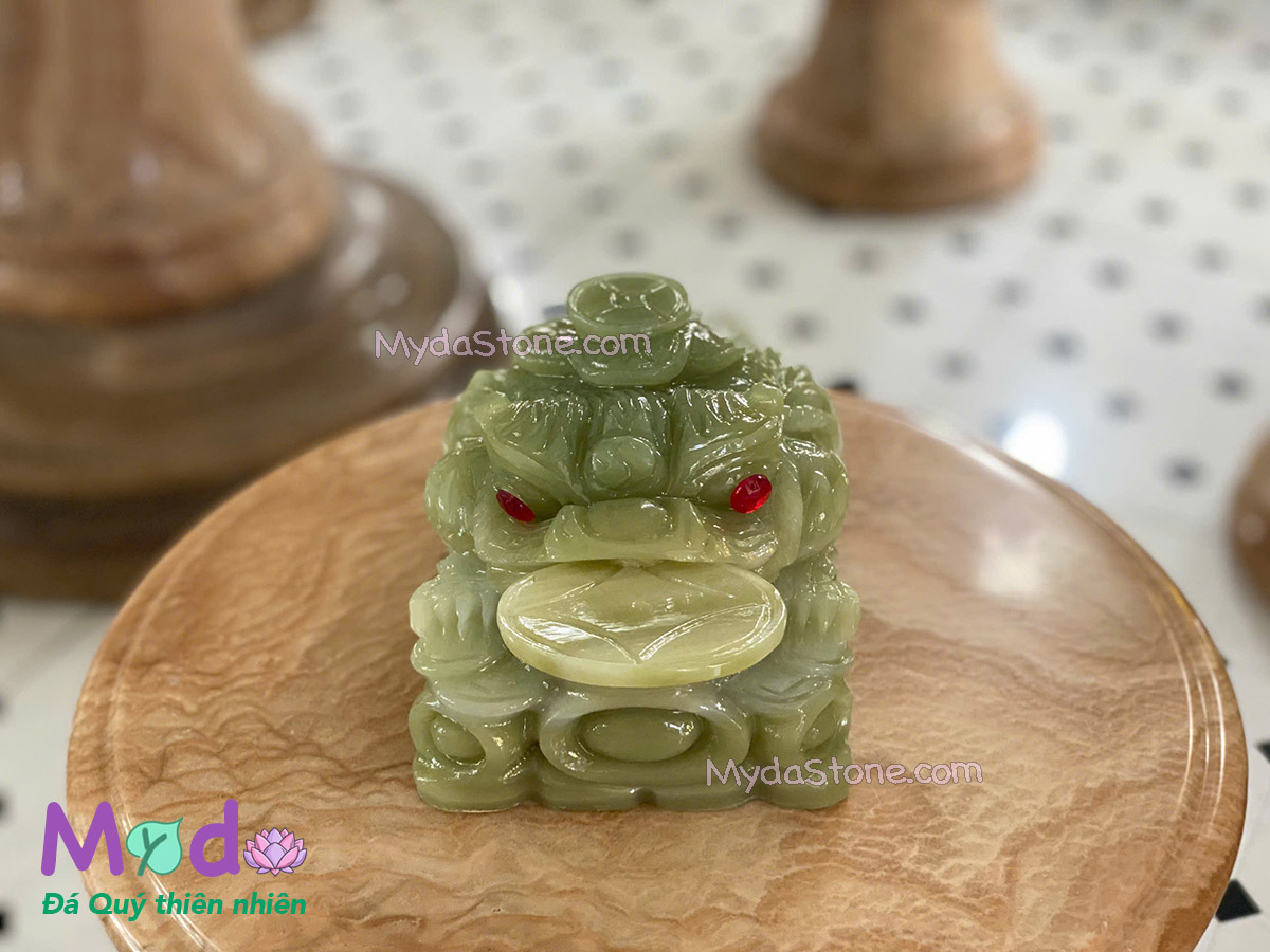 Tượng Cóc Thiềm Thừ đá Ngọc Xanh Pakistan