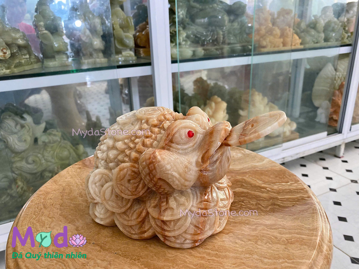 Tượng Cóc Thiềm Thừ đá Vân Gỗ tự nhiên