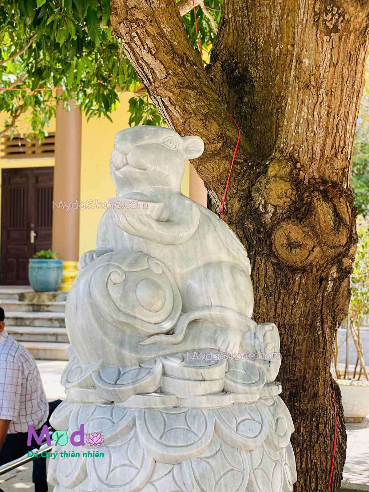 Tượng Con Chuột phong thuỷ đá Cẩm Thạch Xám