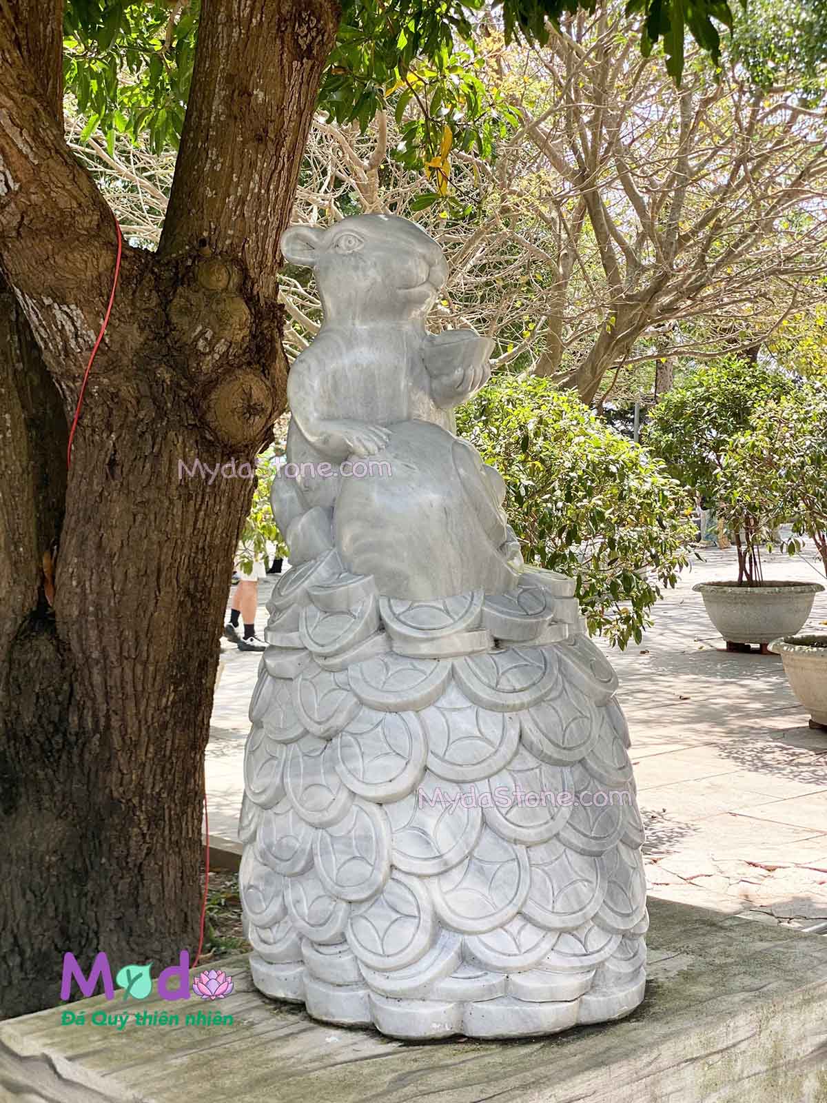 Tượng Con Chuột phong thuỷ đá Cẩm Thạch Xám