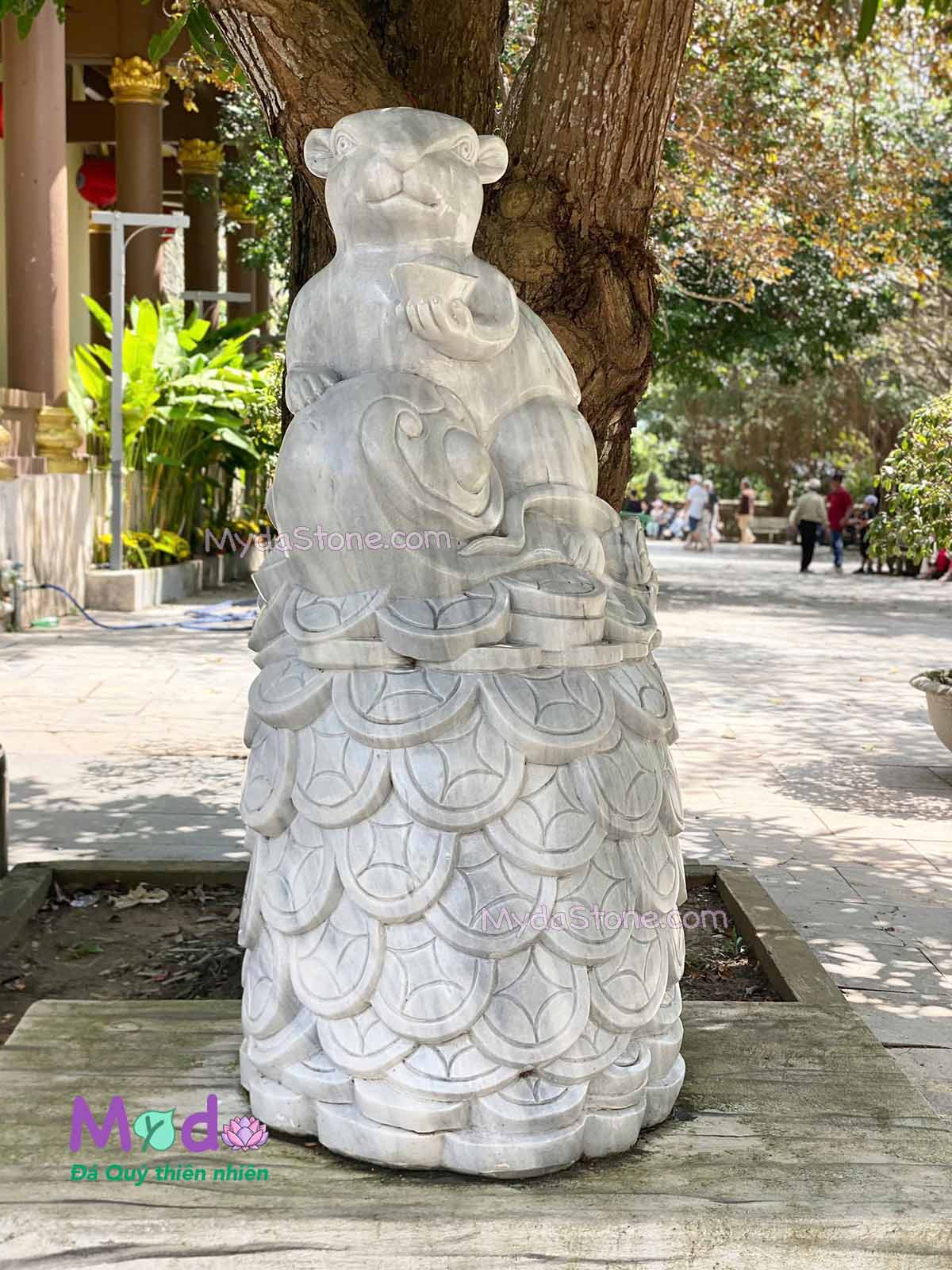 Tượng Con Chuột phong thuỷ đá Cẩm Thạch Xám