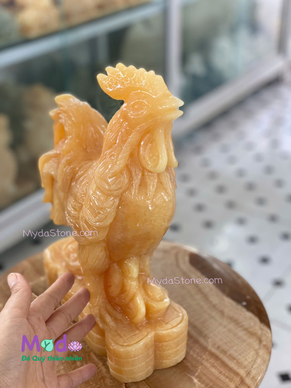 Tượng Con Gà Phong Thuỷ đá Ngọc Hoàng Long