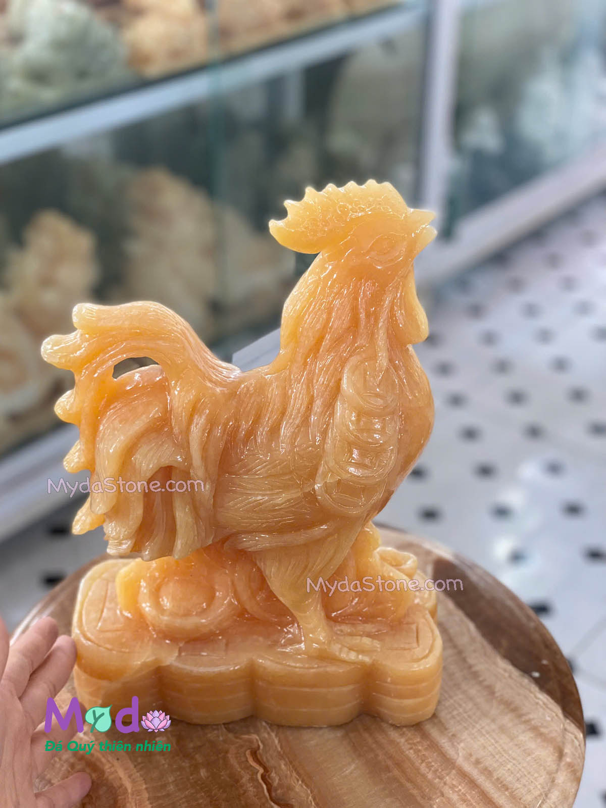 Tượng Con Gà Phong Thuỷ đá Ngọc Hoàng Long