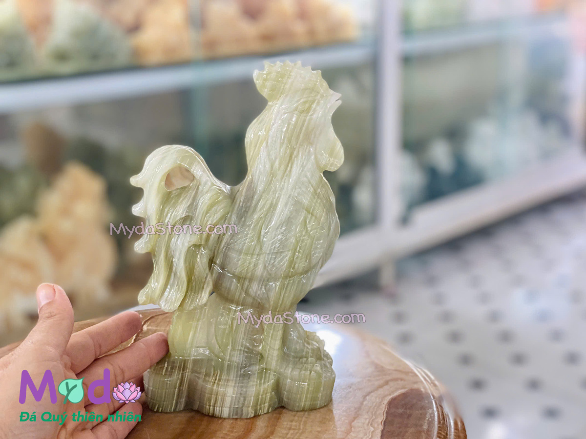 Tượng Con Gà đá Ngọc Xanh Pakistan