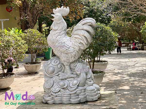 Tượng Con Gà phong thuỷ đá Cẩm Thạch Xám
