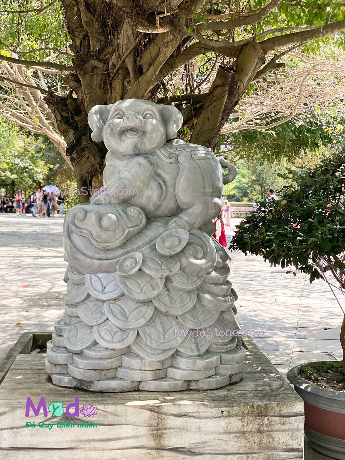 Tượng Con Heo phong thuỷ đá Cẩm Thạch Xám