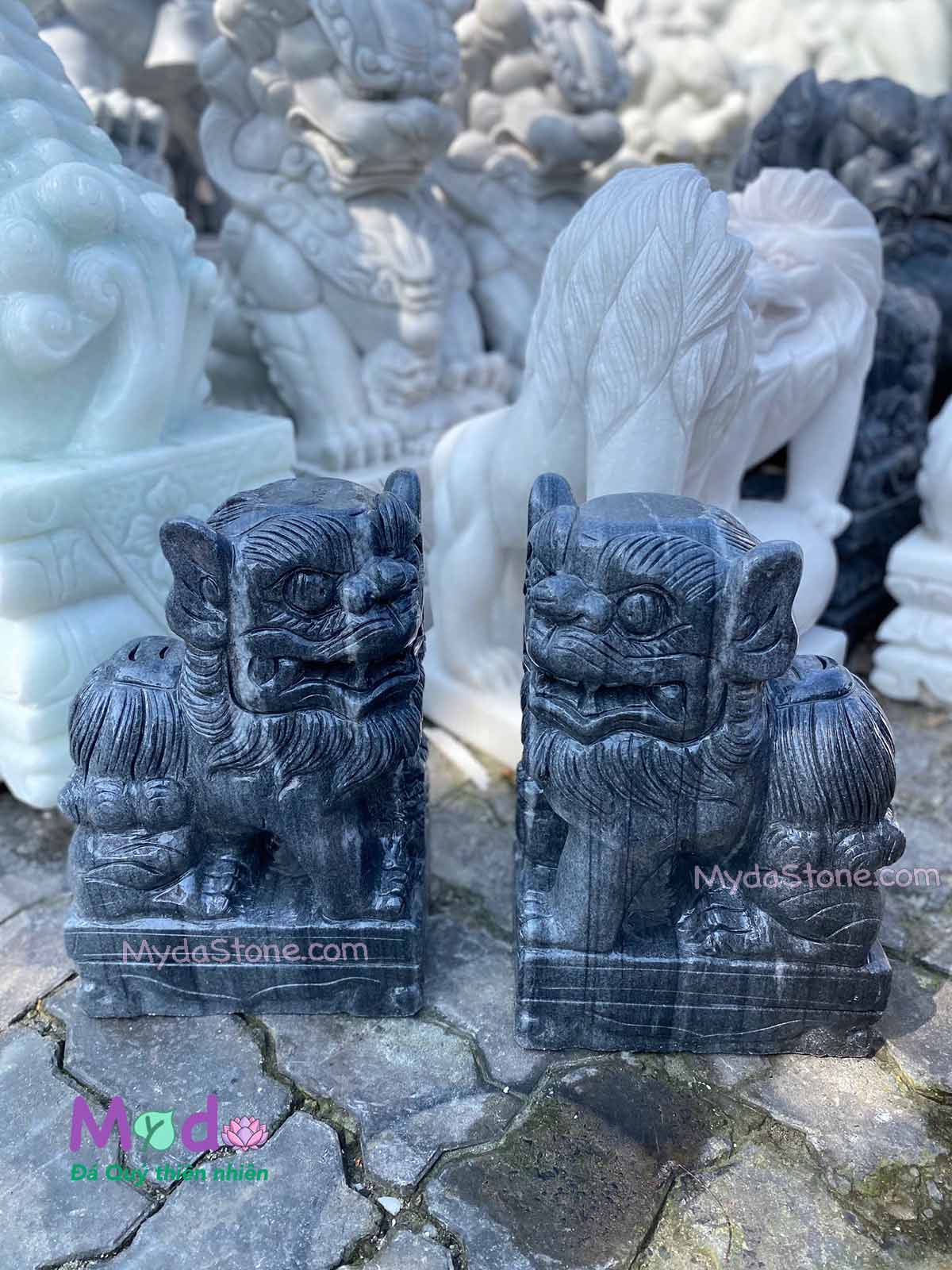 Tượng Con Nghê đá Cẩm Thạch Đen