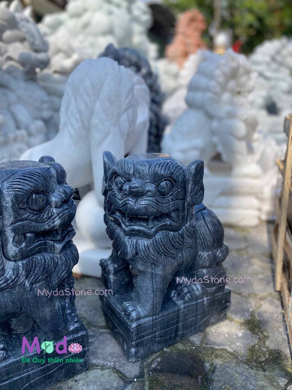 Tượng Con Nghê đá Cẩm Thạch Đen