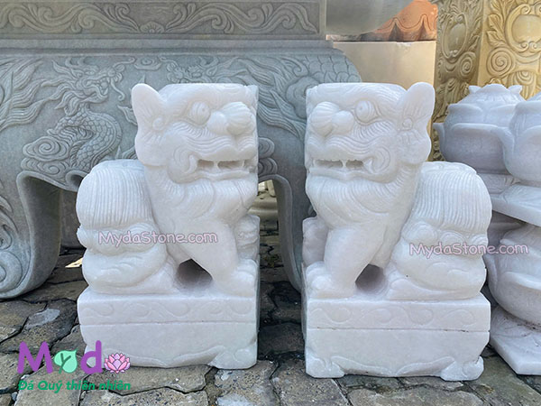Tượng Con Nghê đá Cẩm Thạch Trắng