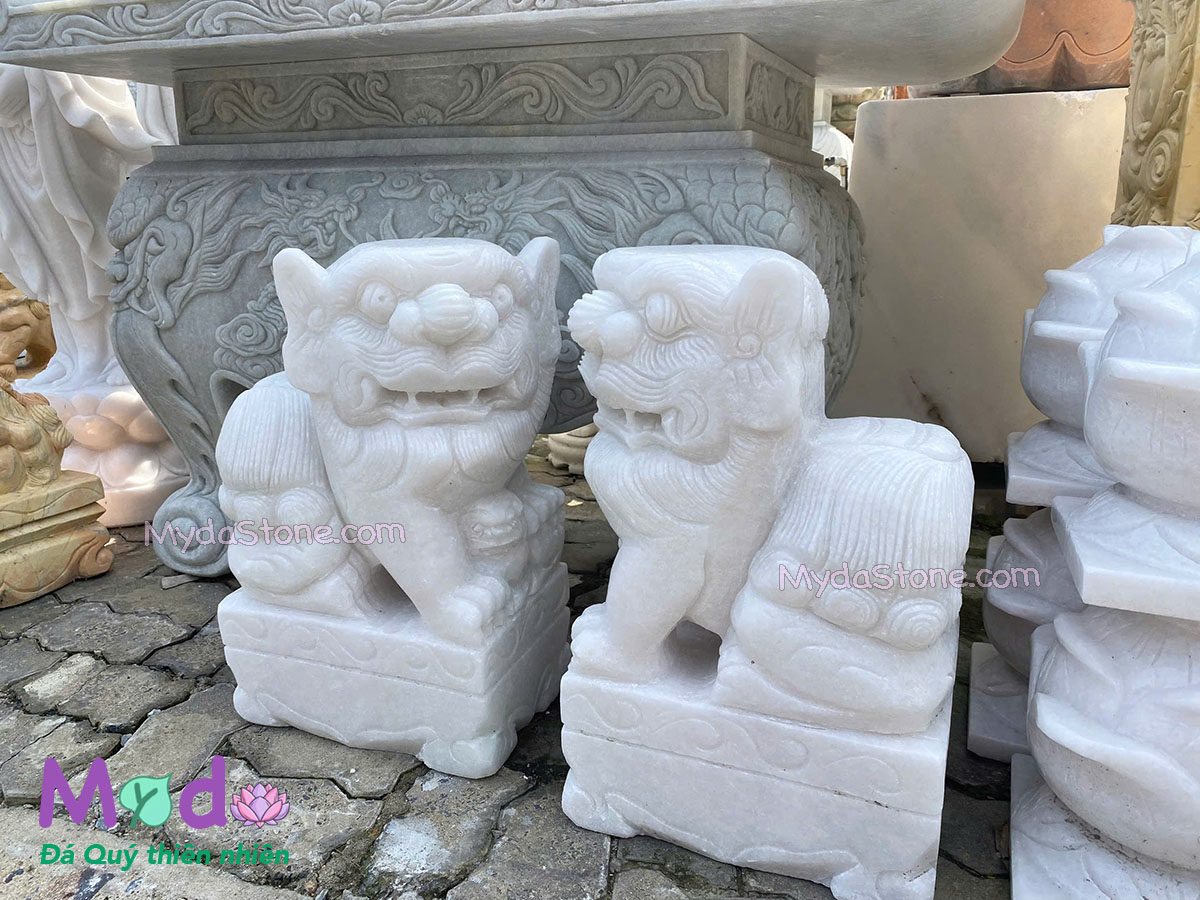 Tượng Con Nghê đá Cẩm Thạch Trắng