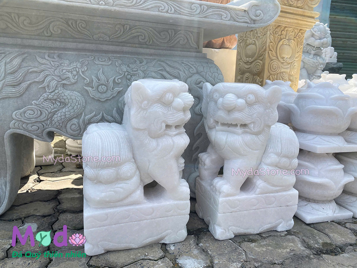 Tượng Con Nghê đá Cẩm Thạch Trắng