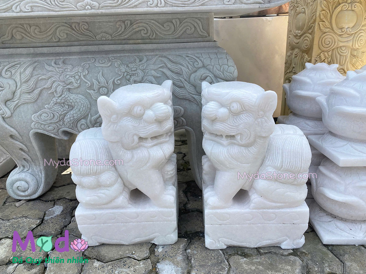 Tượng Con Nghê đá Cẩm Thạch Trắng