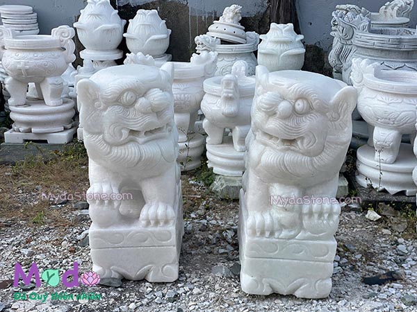 Tượng Con Nghê đá Cẩm Thạch Trắng