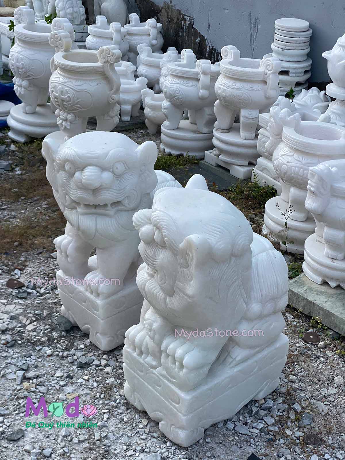 Tượng Con Nghê đá Cẩm Thạch Trắng