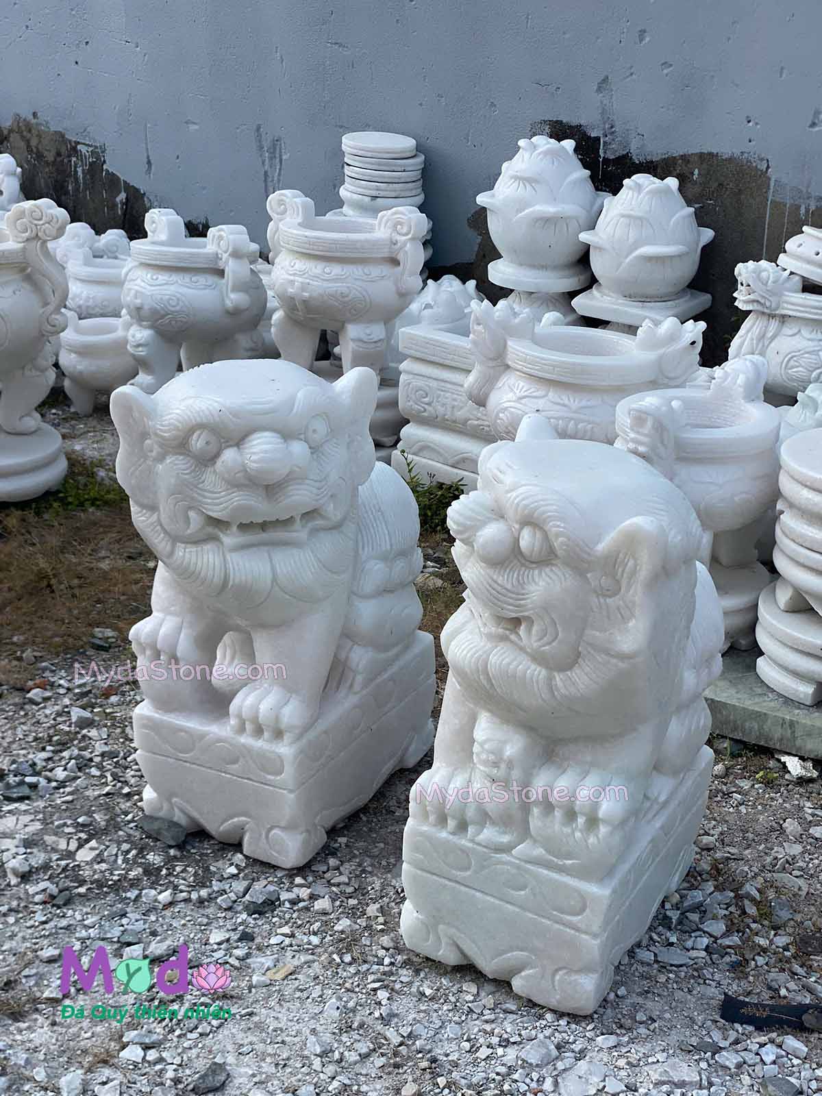 Tượng Con Nghê đá Cẩm Thạch Trắng