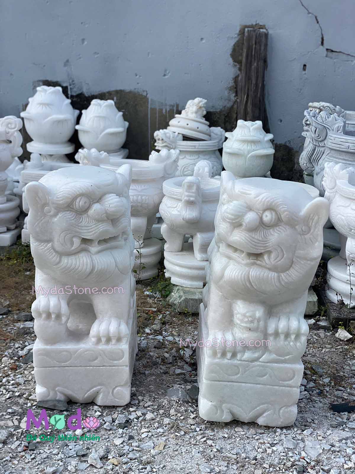 Tượng Con Nghê đá Cẩm Thạch Trắng