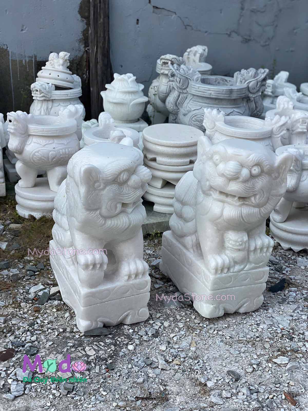 Tượng Con Nghê đá Cẩm Thạch Trắng