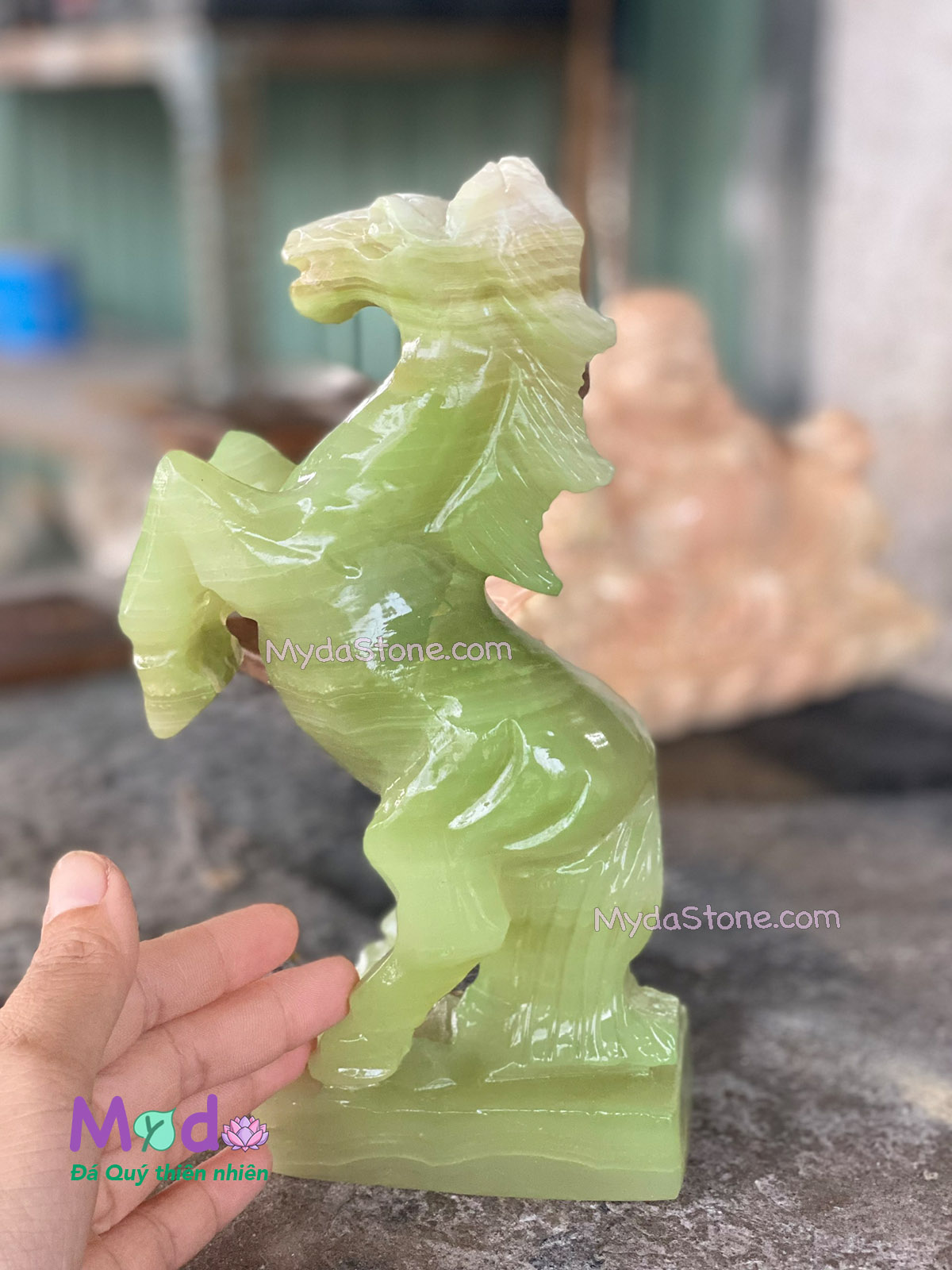 Tượng Ngựa Phong Thuỷ đá Ngọc Xanh Pakistan