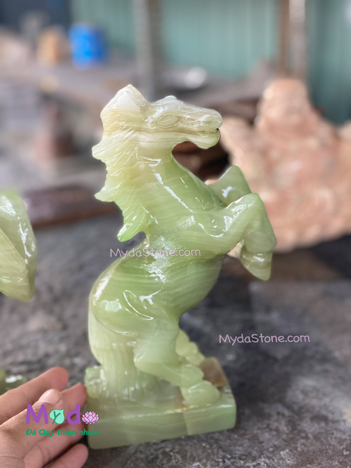 Tượng Ngựa Phong Thuỷ đá Ngọc Xanh Pakistan