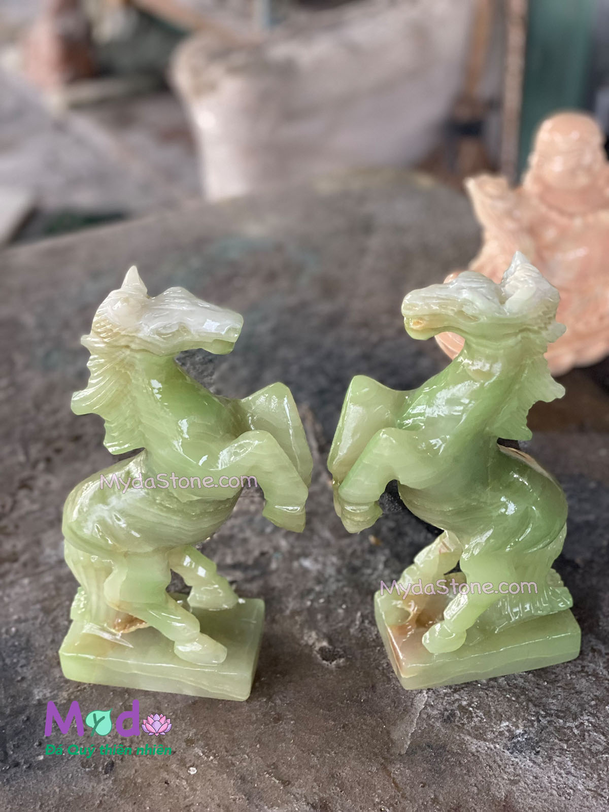 Tượng Ngựa Phong Thuỷ đá Ngọc Xanh Pakistan