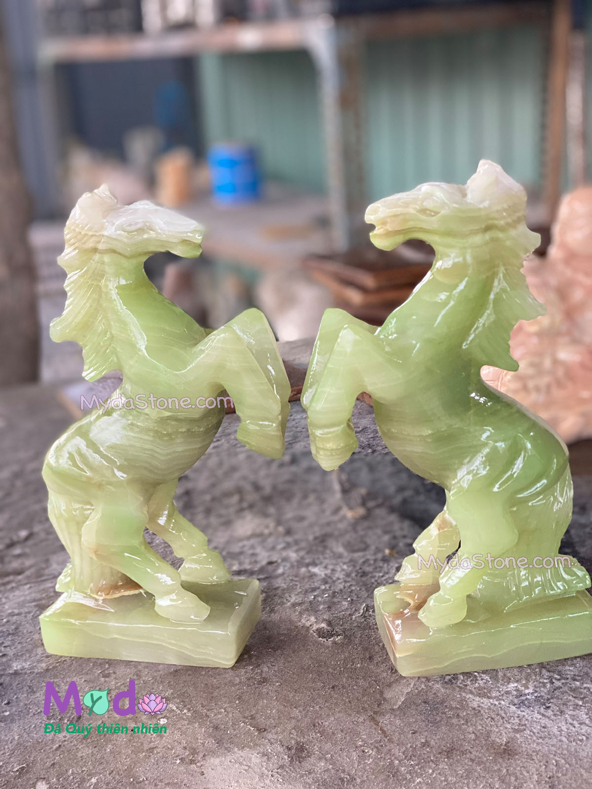 Tượng Ngựa Phong Thuỷ đá Ngọc Xanh Pakistan