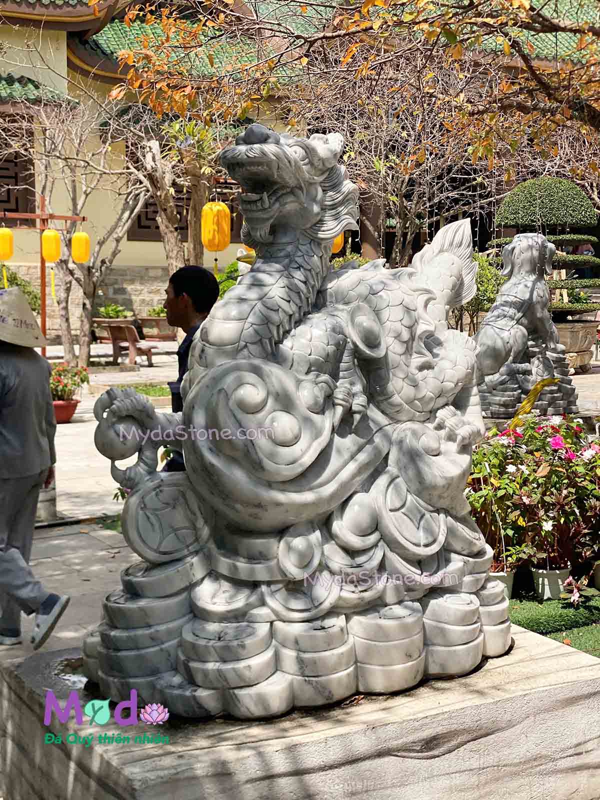 Tượng Con Rồng phong thuỷ đá Cẩm Thạch Xám