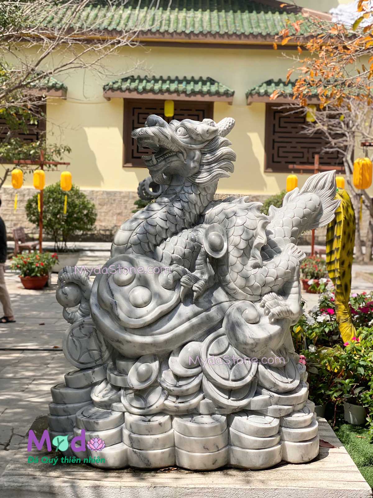 Tượng Con Rồng phong thuỷ đá Cẩm Thạch Xám