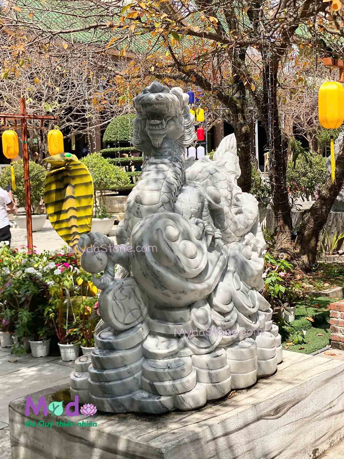 Tượng Con Rồng phong thuỷ đá Cẩm Thạch Xám