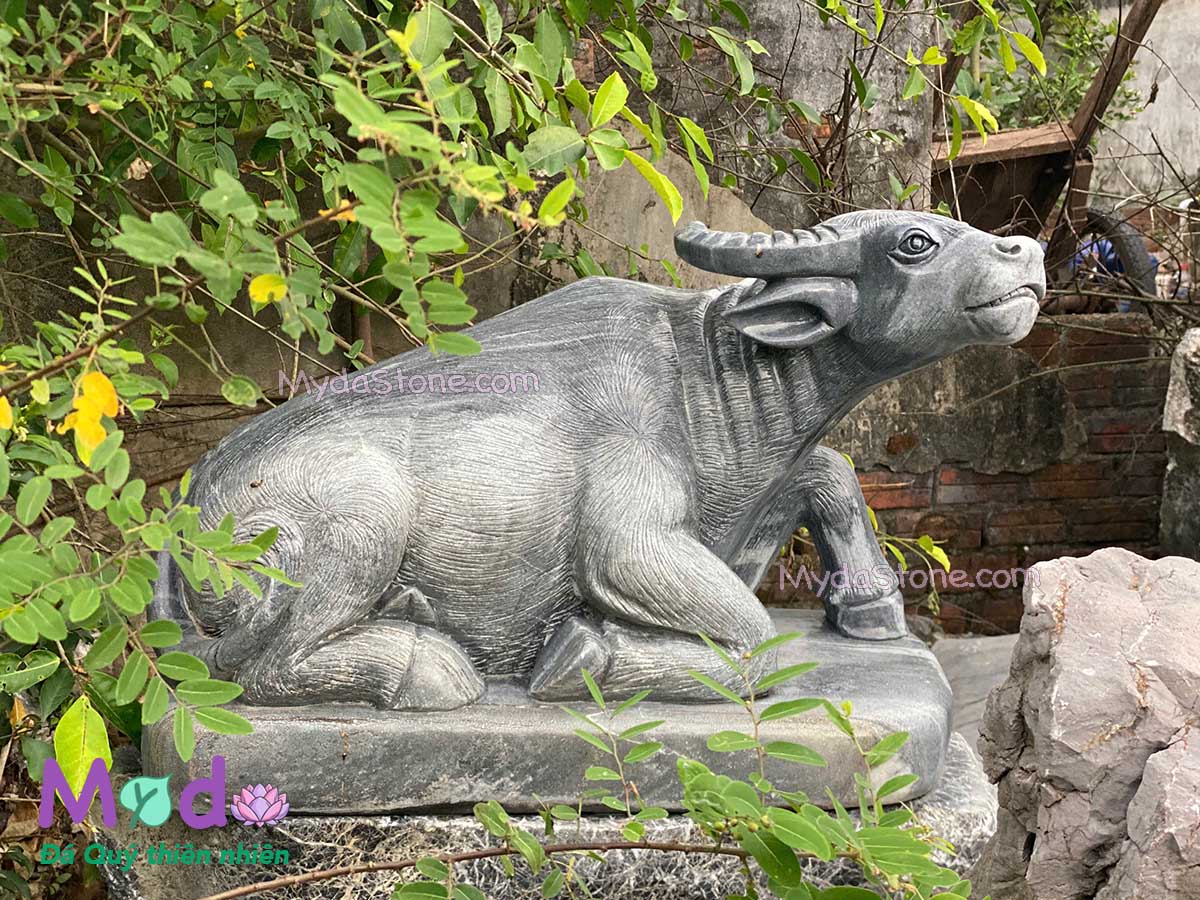 Tượng Con Trâu đá Cẩm Thạch Đen