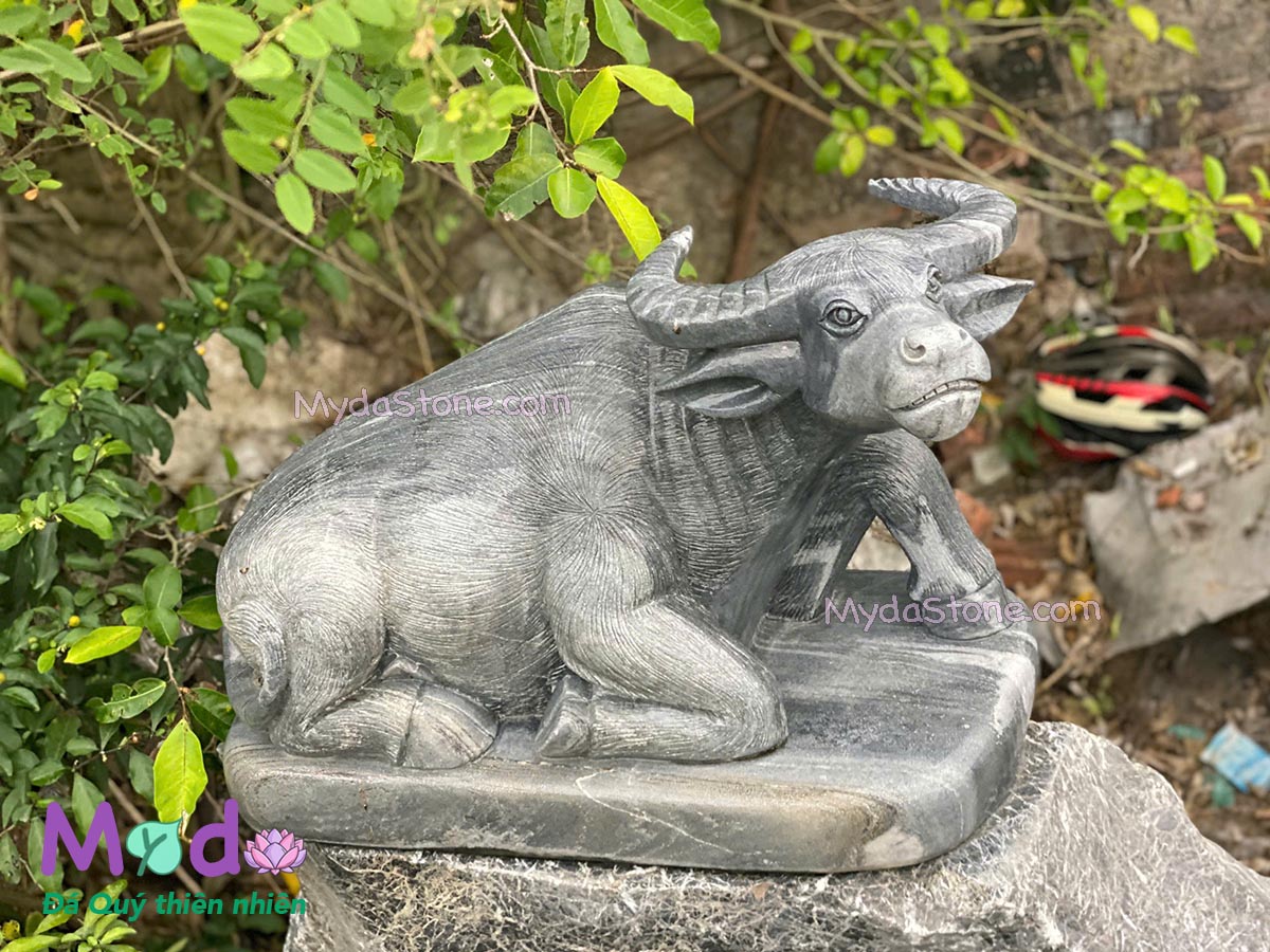Tượng Con Trâu đá Cẩm Thạch Đen