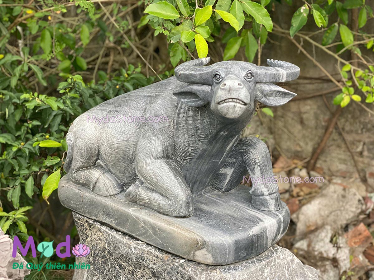 Tượng Con Trâu đá Cẩm Thạch Đen