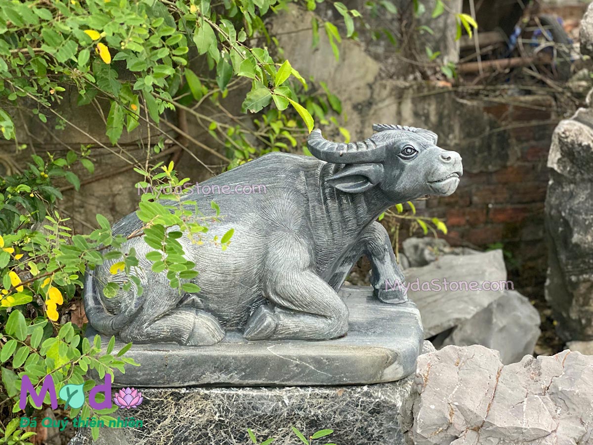 Tượng Con Trâu đá Cẩm Thạch Đen