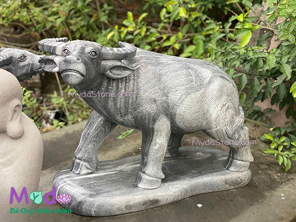 Tượng Con Trâu đá Cẩm Thạch Đen