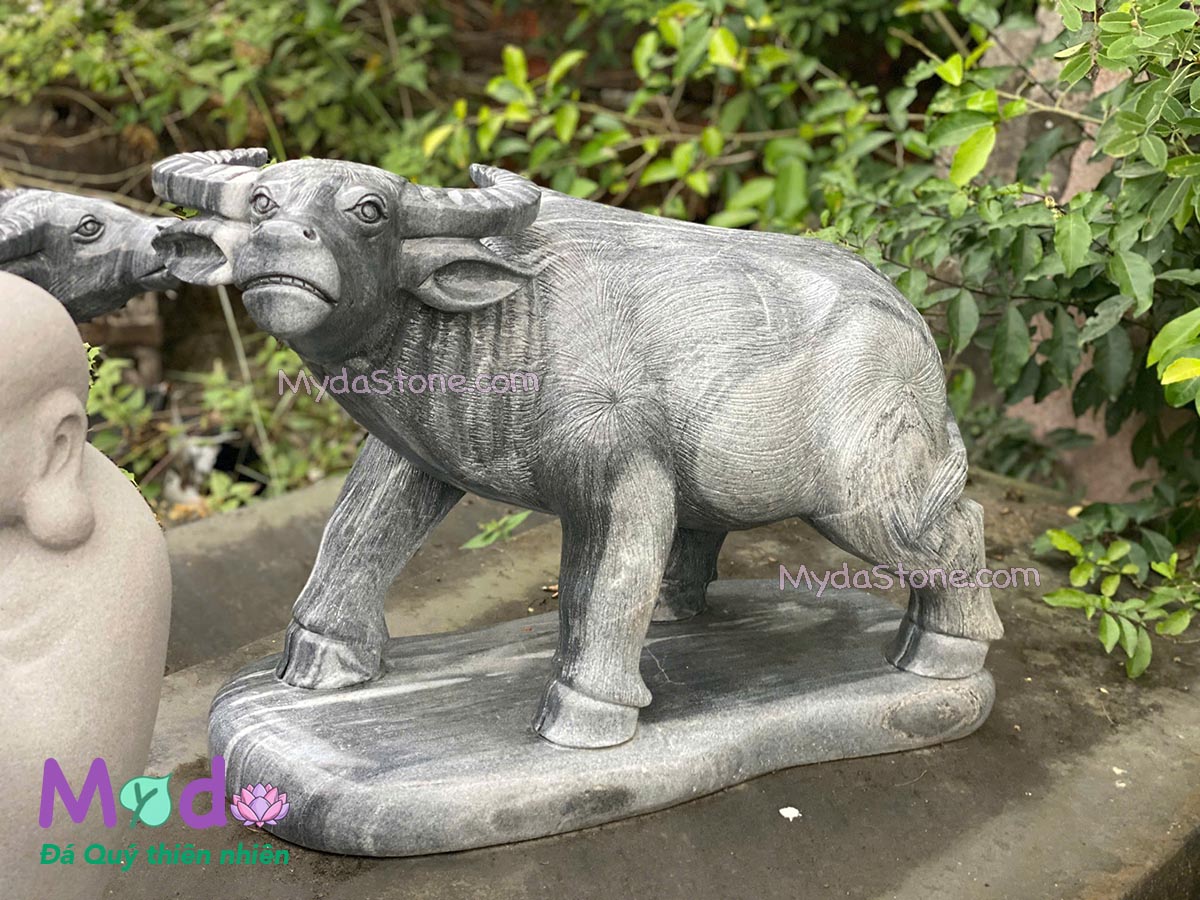 Tượng Con Trâu đá Cẩm Thạch Đen