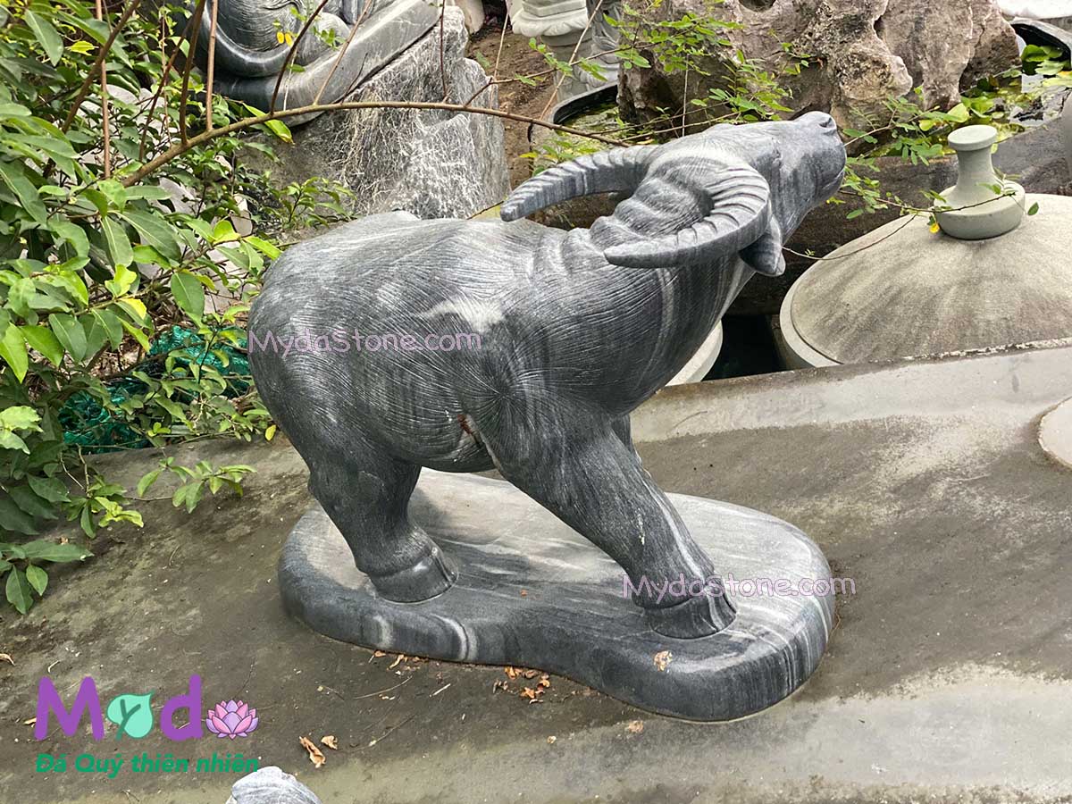 Tượng Con Trâu đá Cẩm Thạch Đen