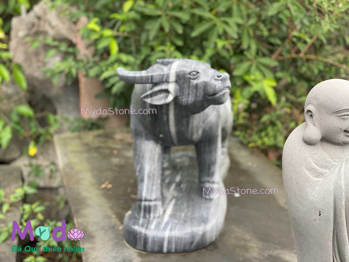 Tượng Con Trâu đá Cẩm Thạch Đen