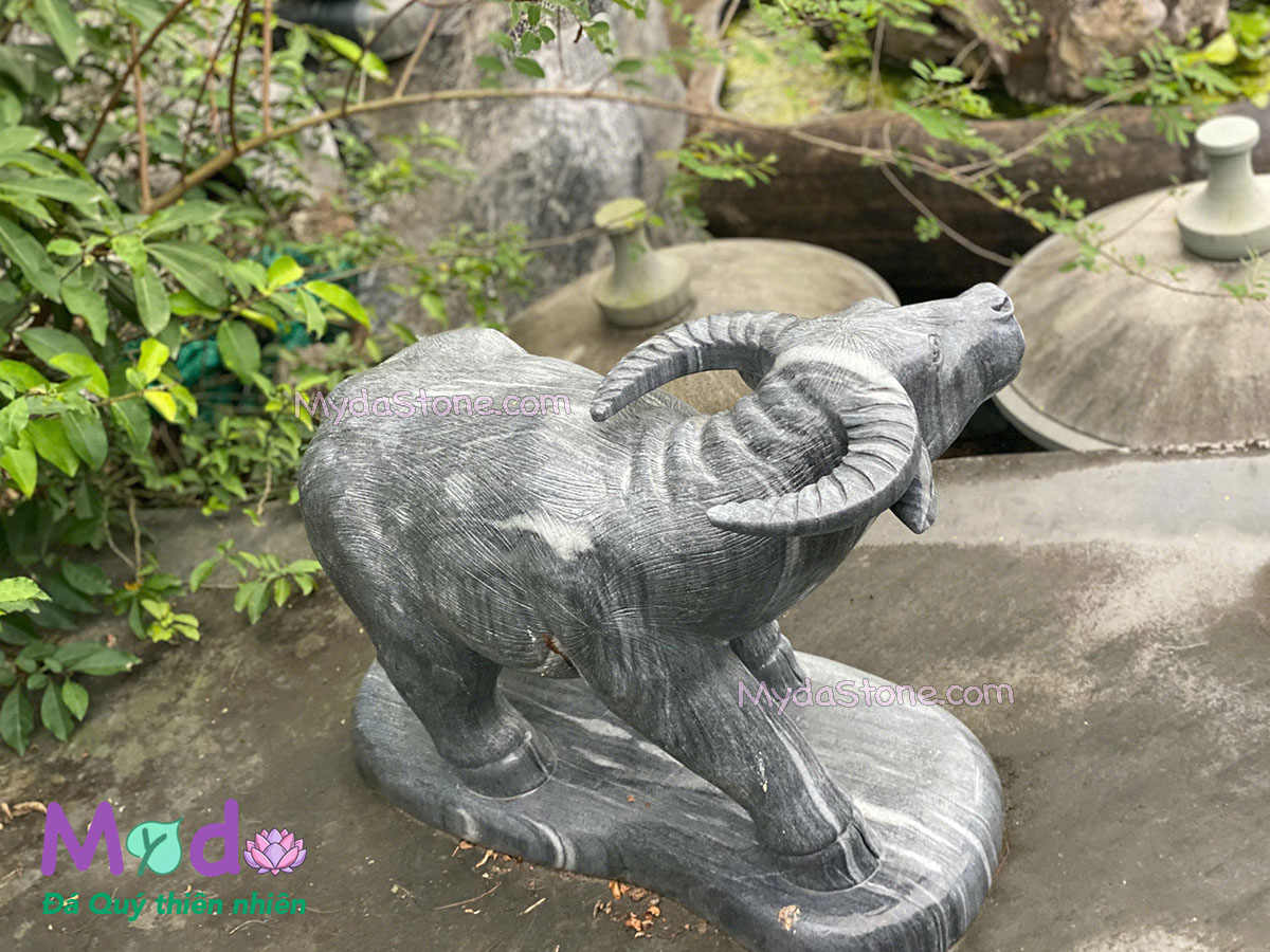 Tượng Con Trâu đá Cẩm Thạch Đen