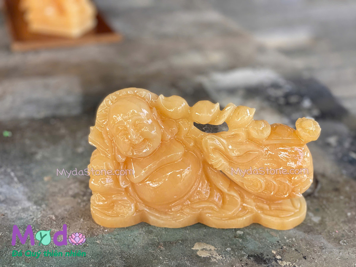 Tượng Di Lặc kéo bao tiền đá Ngọc Hoàng Long