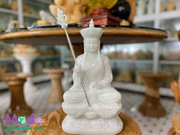 Tượng Phật Địa Tạng đá Cẩm Thạch Trắng Xanh