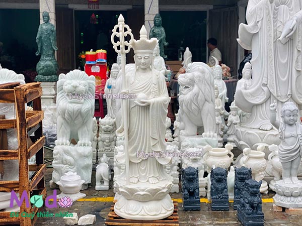Tượng Phật Địa Tạng đá Cẩm Thạch Trắng