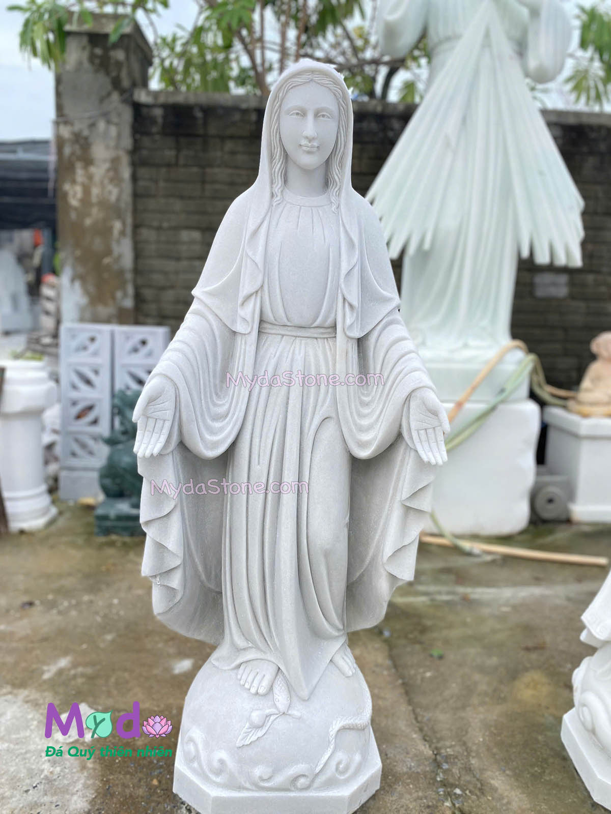 Tượng Đức Mẹ Ban Ơn đá Cẩm Thạch Trắng