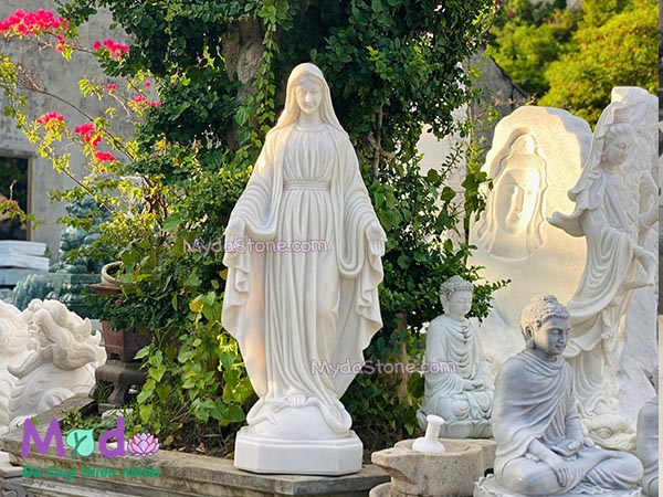 Tượng Đức Mẹ Ban Ơn đá Cẩm Thạch Trắng