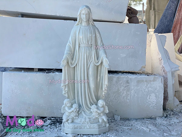Tượng Đức Mẹ Ban Ơn đá Cẩm Thạch Trắng