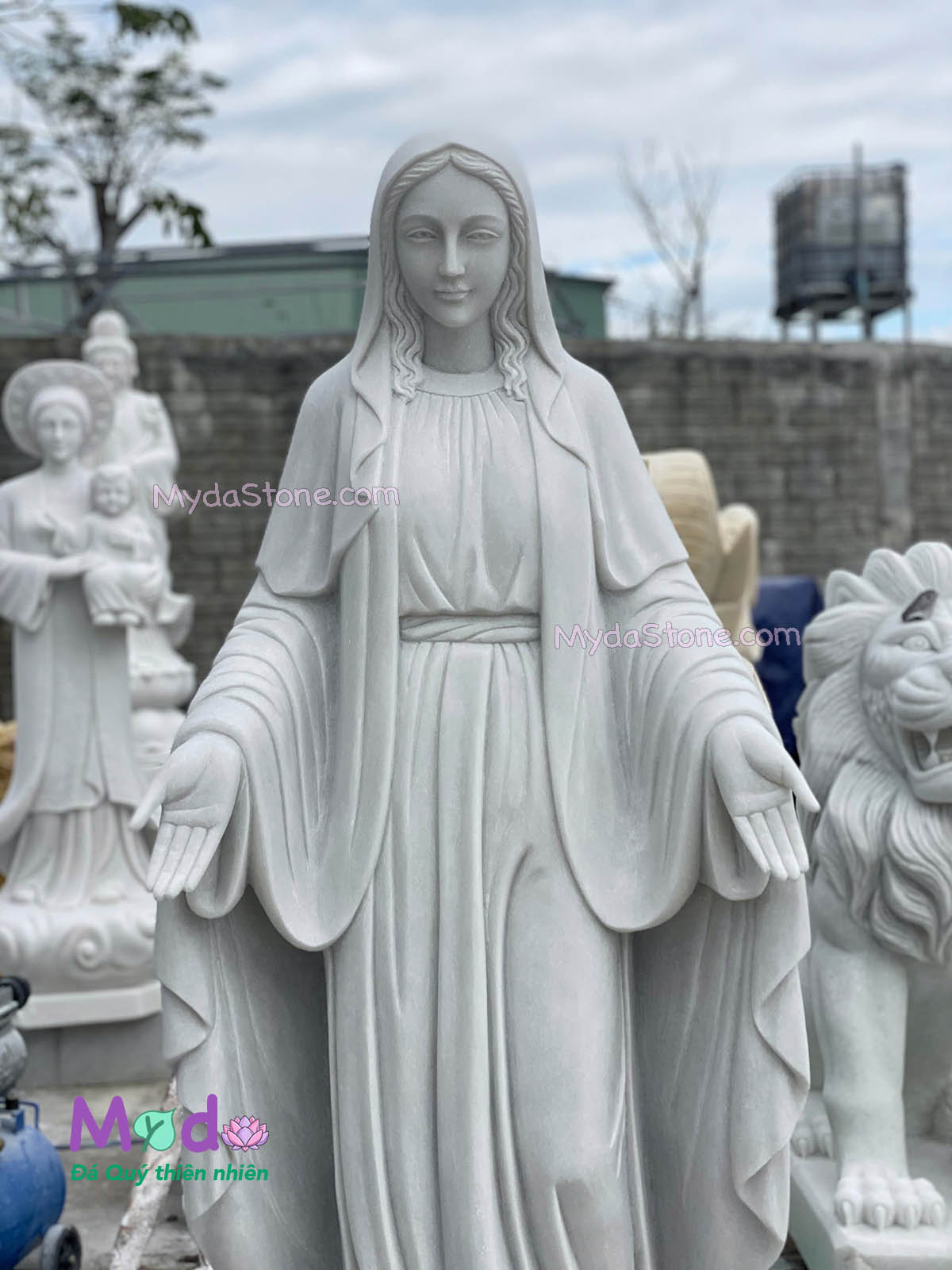 Tượng Đức Mẹ Ban Ơn đá Cẩm Thạch Trắng