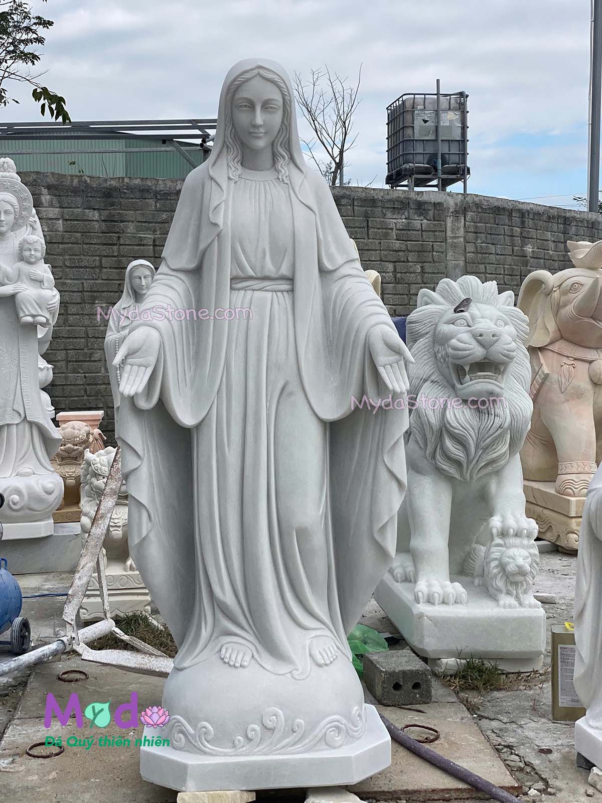 Tượng Đức Mẹ Ban Ơn đá Cẩm Thạch Trắng