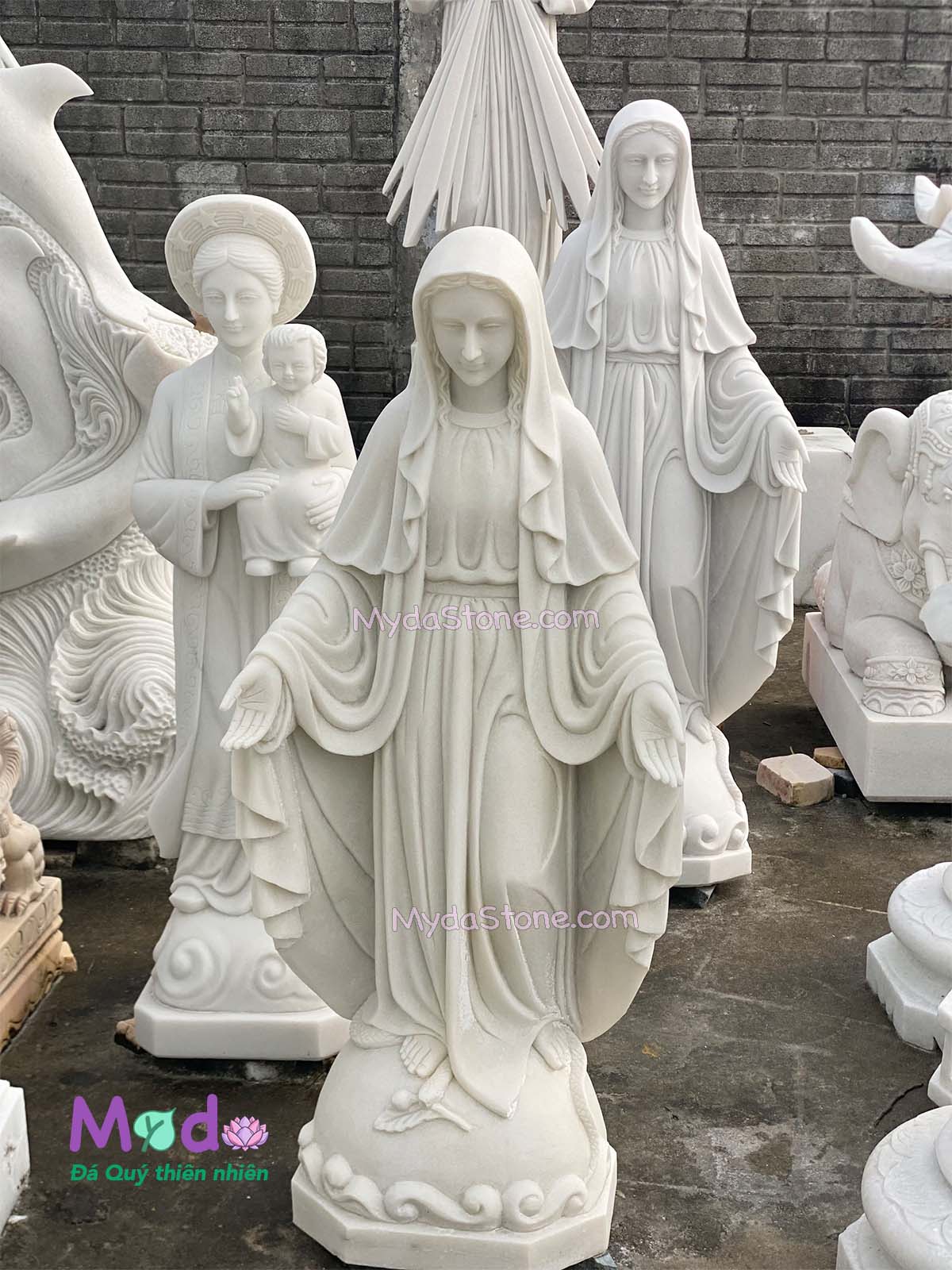 Tượng Đức Mẹ Ban Ơn đá Cẩm Thạch Trắng
