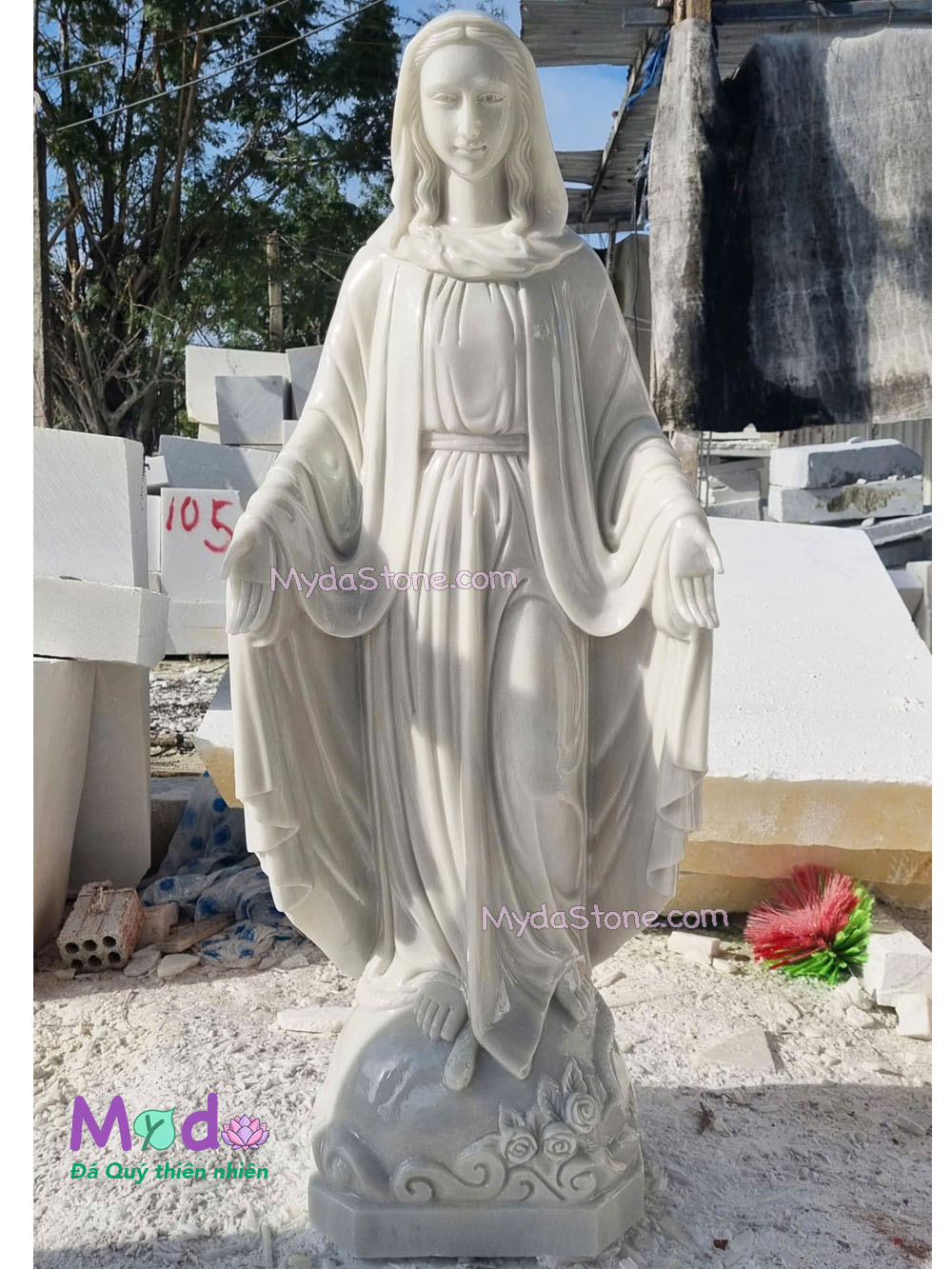 Tượng Đức Mẹ Ban Ơn đá Cẩm Thạch Trắng