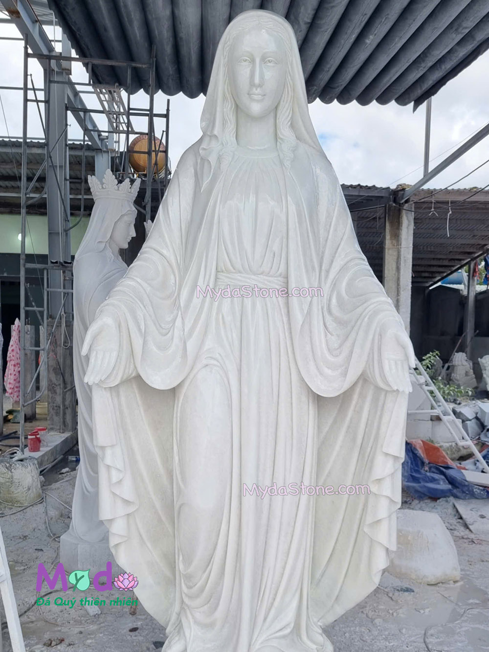 Tượng Đức Mẹ Ban Ơn đá Cẩm Thạch Trắng